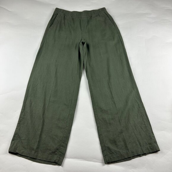 Old Navy Pants - Old Navy Arugula Green Linen Blend High Rise Wide Leg Pant S